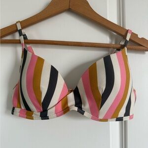 Shade & Shore Striped Multicolor Bikini Top Size 34C